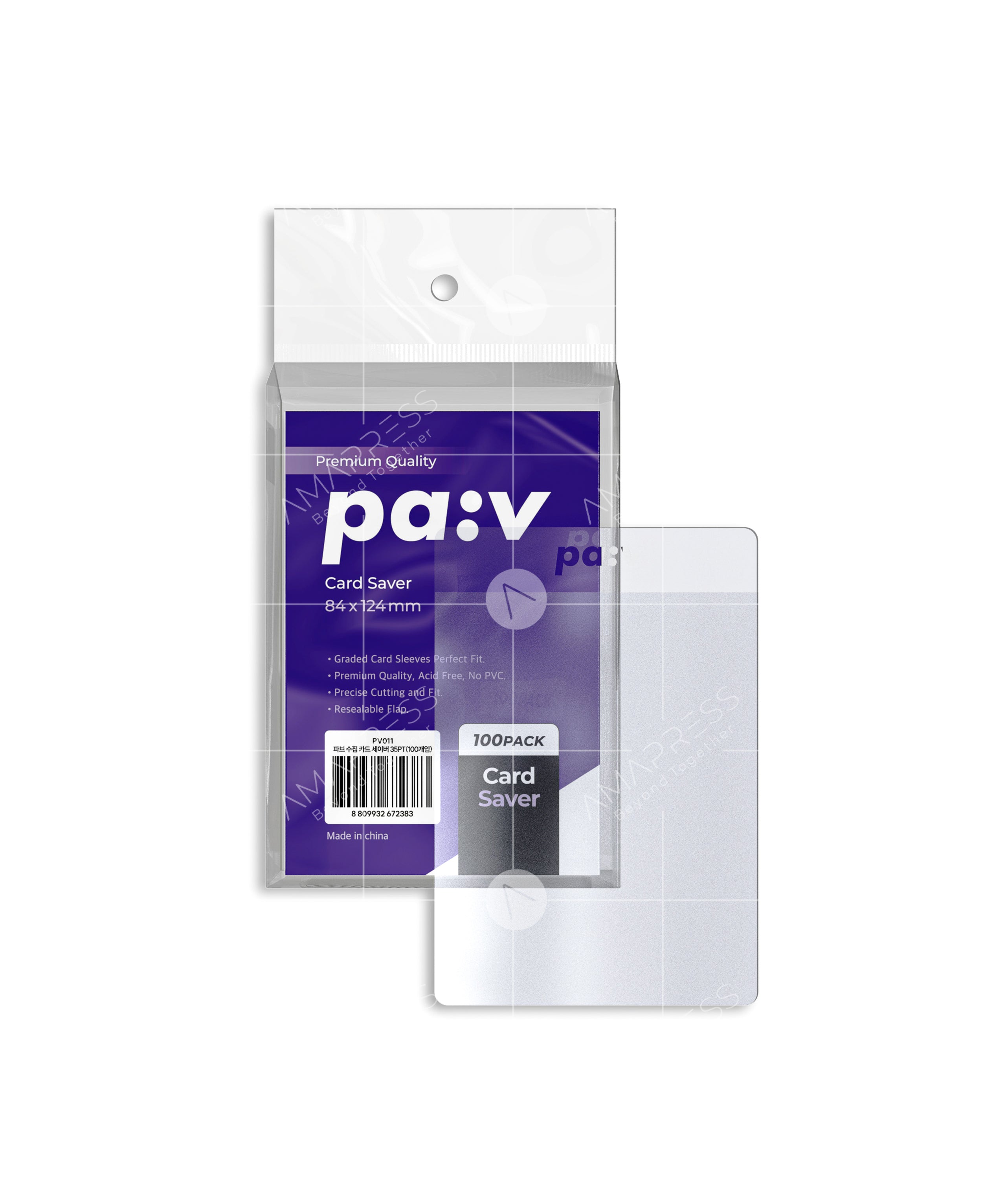 PAV-SAVER-35PT-100PK PAV Card Saver 35PT (100 Pack) – Semi-Rigid PVC Card Holders for Standard 2.5″×3.5″ Trading Cards, Semi-Rigid Sleeves for TCG & Sports Cards