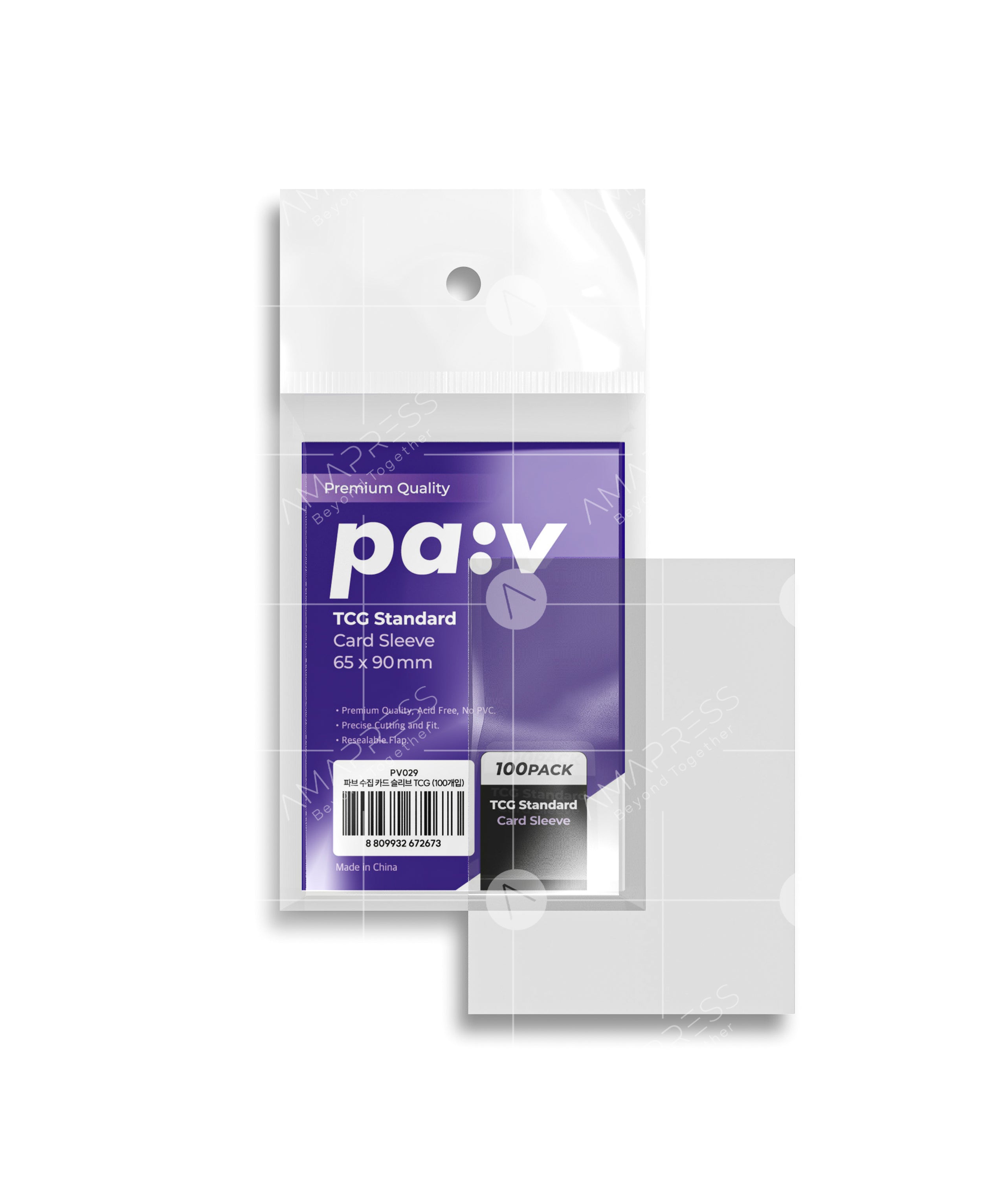 PAV-SLEEVE-TCGSTANDARD-100PK*12 PAV TCG Card Sleeves (100 Pack) – Ultra-Clear PP Soft Sleeves for 65×90 mm Japanese-Size Cards, Yu-Gi-Oh!, Weiss Schwarz & TCG